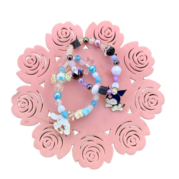 Sanrio Kuromi & Cinnamoroll Decora Beads Kawaii Bracelet Set - Picture 1 of 7